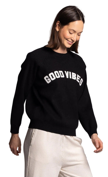 BLACK GOOD VIBES COZY SWEATER SWEATER Pink Martini 