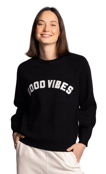 BLACK GOOD VIBES COZY SWEATER SWEATER Pink Martini 