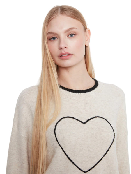 BLACK HEART EMBROIDERED MOCK NECK DROP SHOULDER SWEATER SWEATER Charlie B 