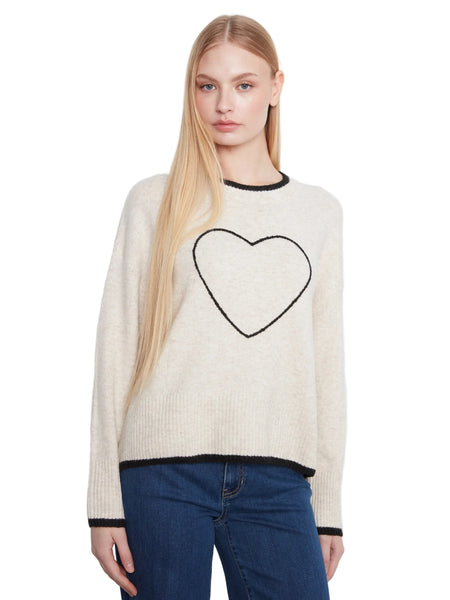 BLACK HEART EMBROIDERED MOCK NECK DROP SHOULDER SWEATER SWEATER Charlie B 