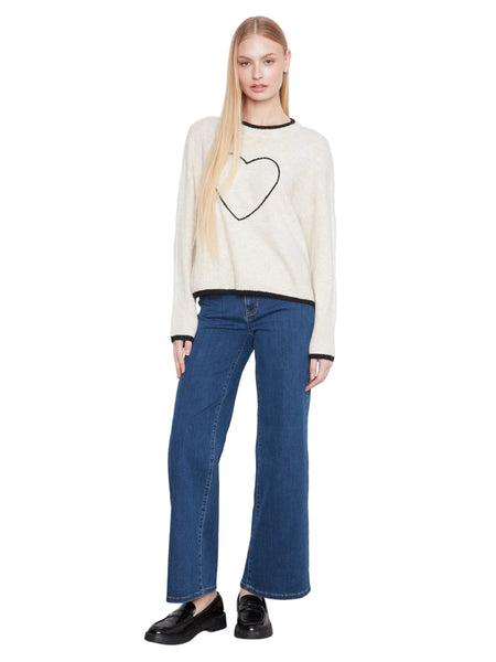 BLACK HEART EMBROIDERED MOCK NECK DROP SHOULDER SWEATER SWEATER Charlie B 
