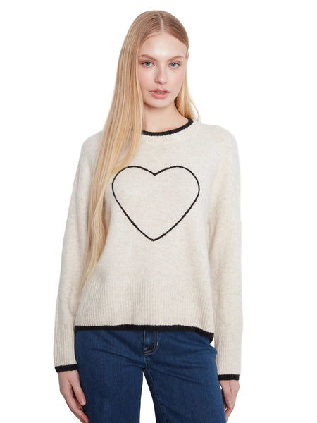 BLACK HEART EMBROIDERED MOCK NECK DROP SHOULDER SWEATER SWEATER Charlie B XS Natural 357 