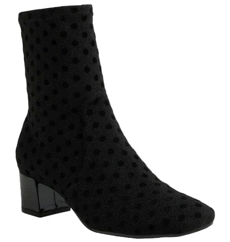 BLACK HIGH ANKLE BOOT WITH CHUCKY HEEL AND POLKADOT TEXTURE Shoes Django & Juliette 