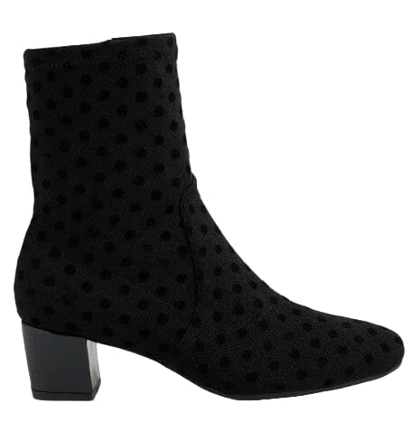 BLACK HIGH ANKLE BOOT WITH CHUCKY HEEL AND POLKADOT TEXTURE Shoes Django & Juliette 