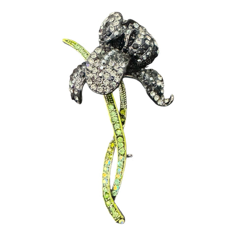 BLACK IRIS FLOWER BROOCH Brooch FashionWear Collection Black Iris 