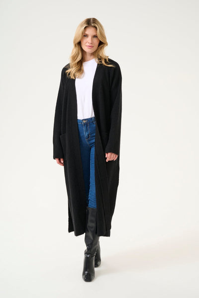 BLACK KNIT LONG CARDIGAN FashionWear Canada