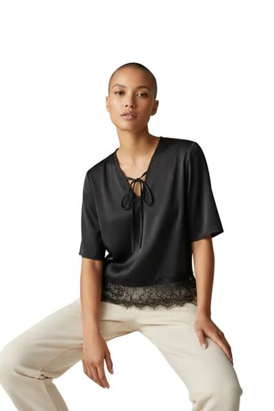 BLACK LACE AND SATIN TOP Tank Kaffe 