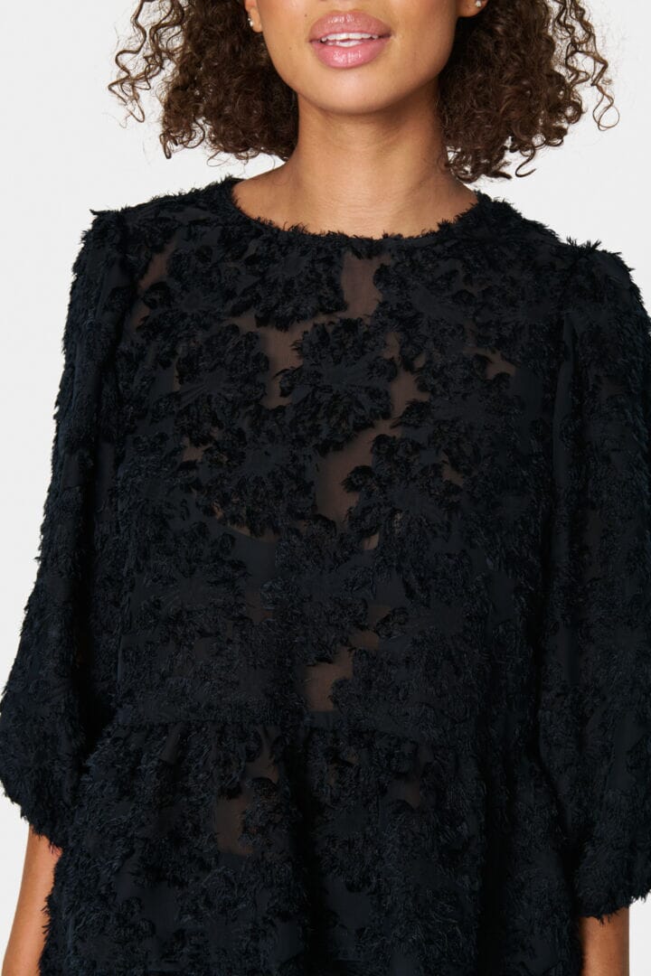 BLACK LACE BLOUSE Top Saint Tropez S Black 