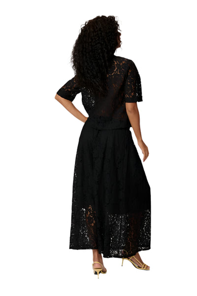BLACK LACE ELASTIC WAIST LONG SKIRT Skirt Kaffe 