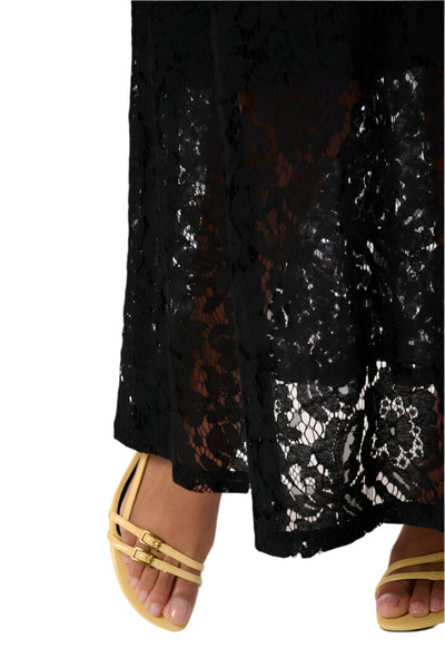 BLACK LACE ELASTIC WAIST LONG SKIRT Skirt Kaffe 
