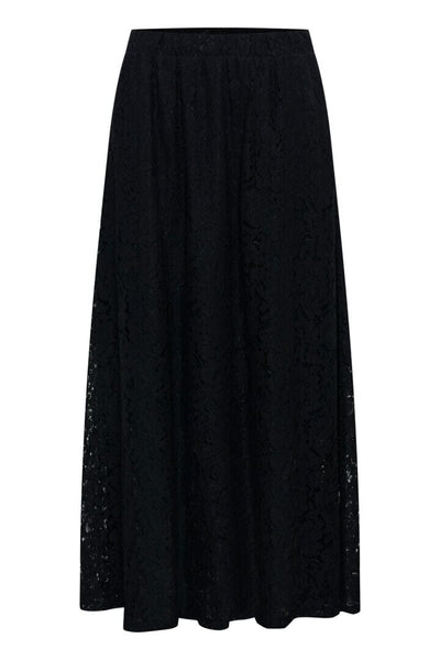 BLACK LACE ELASTIC WAIST LONG SKIRT Skirt Kaffe 