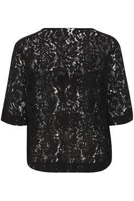 BLACK LACE FRONT TIE TOP Shirts & Tops Kaffe 