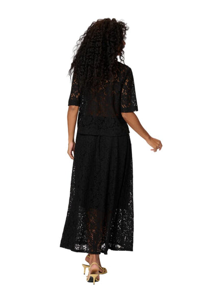 BLACK LACE FRONT TIE TOP Shirts & Tops Kaffe 