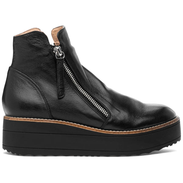 BLACK LEATHER ANKLE BOOT WITH SIDE ZIPPERS Shoes Django & Juliette 36 Black 