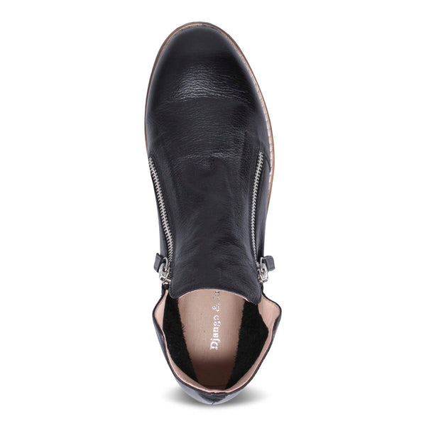 BLACK LEATHER ANKLE BOOT WITH SIDE ZIPPERS Shoes Django & Juliette 