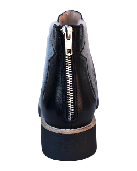 BLACK LEATHER ANKLE BOOT WITH STAR DETAIL AND BACK ZIPPER Shoes Django & Juliette 