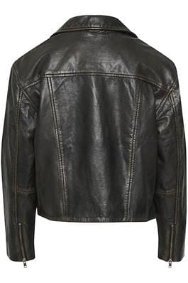 BLACK LEATHER BIKER JACKET Jacket KAFFE 