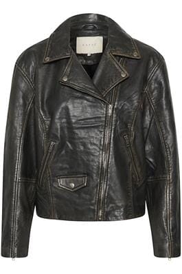 BLACK LEATHER BIKER JACKET Jacket KAFFE 