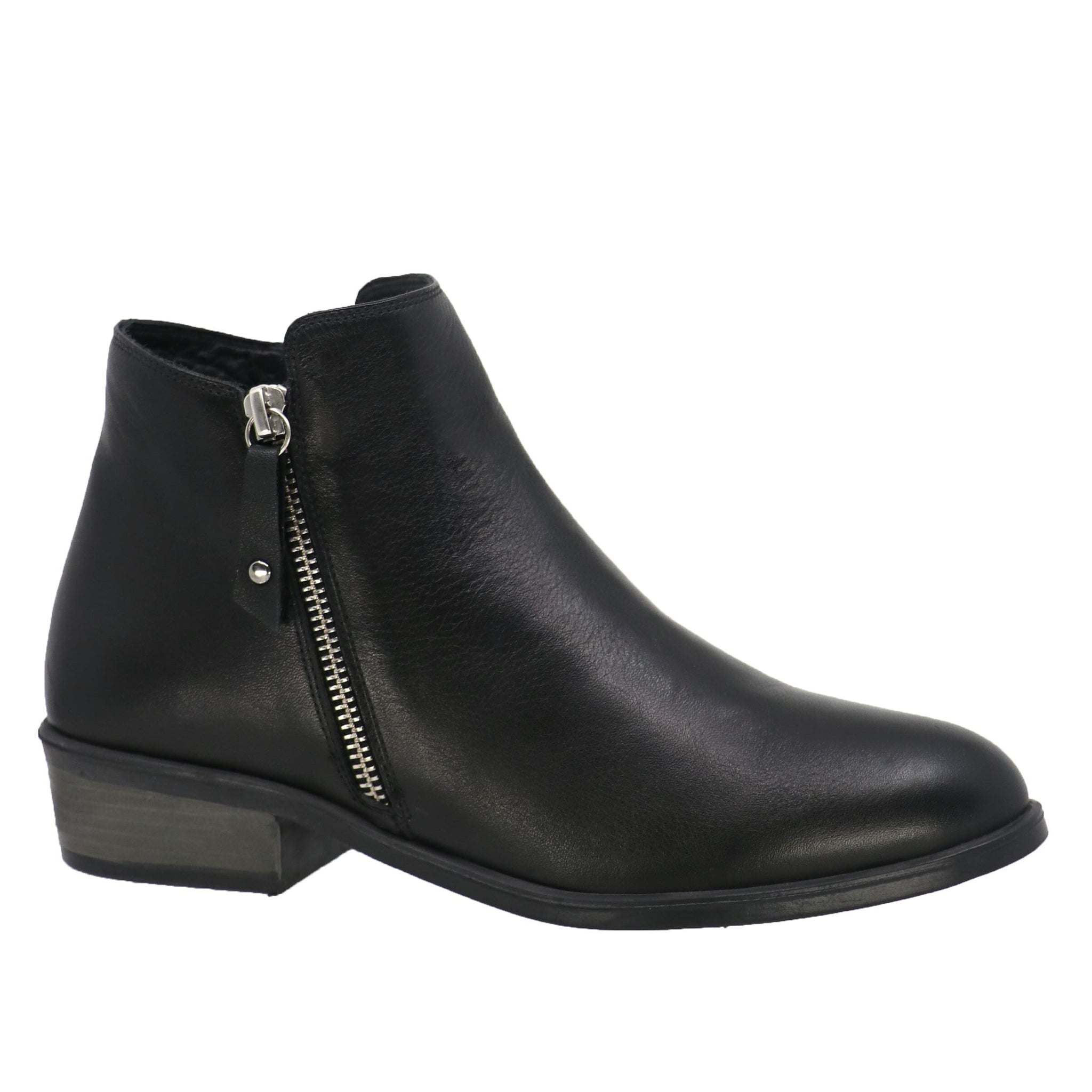 BLACK LEATHER DOULBLE ZIPPER BOOT Boot TAXI 36 Black 