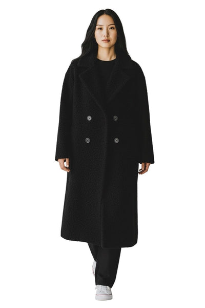 BLACK LONG CLASSIC BOUCLE COAT Coats & Jackets Esqualo 