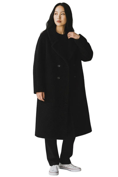 BLACK LONG CLASSIC BOUCLE COAT Coats & Jackets Esqualo 