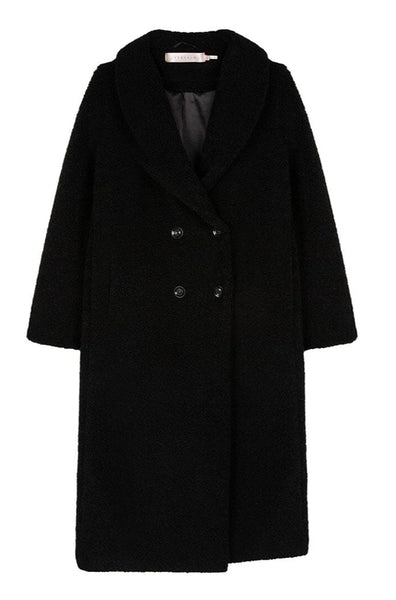BLACK LONG CLASSIC BOUCLE COAT Coats & Jackets Esqualo 4 Black 