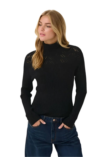 BLACK LONG SLEEVE FITTED TURTLE NECK Sweater CREAM 