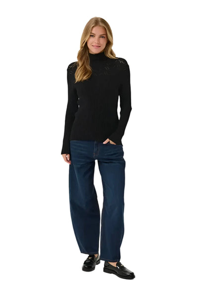 BLACK LONG SLEEVE FITTED TURTLE NECK Sweater CREAM 