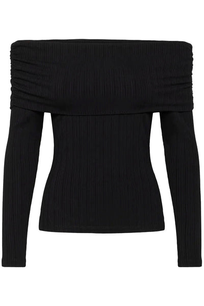 BLACK LONG SLEEVE OFF THE SHOULDER TOP Blouse Kaffe 