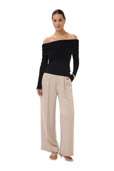 BLACK LONG SLEEVE OFF THE SHOULDER TOP Blouse Kaffe 