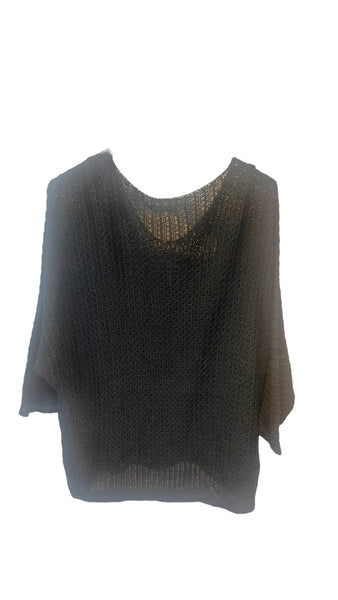 BLACK METALLIC LOVE LOOSE OPEN KNIT SWEATER Sweater Karma 