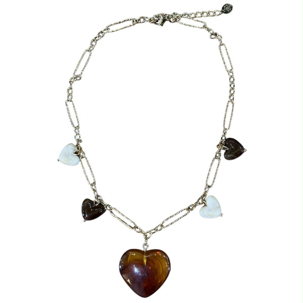 BLACK MIX BIG SMALL HEART NECKLACE Necklaces FashionWear Collection 