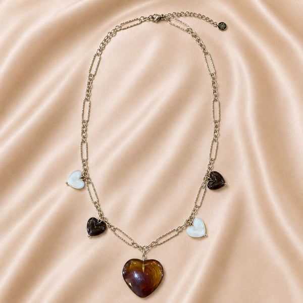 BLACK MIX BIG SMALL HEART NECKLACE Necklaces FashionWear Collection 