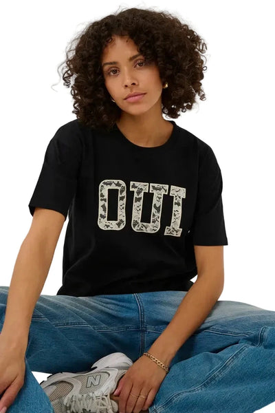 BLACK OUI CREW NECK T SHIRT Blouse Kaffe 