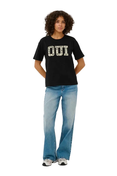 BLACK OUI CREW NECK T SHIRT Blouse Kaffe 