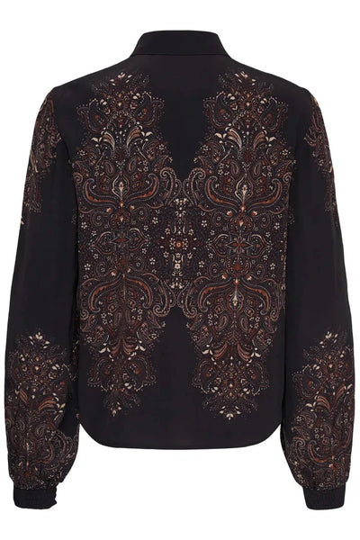 BLACK PAISLEY PRINT BUTTON DOWN BLOUSE Blouse CREAM 
