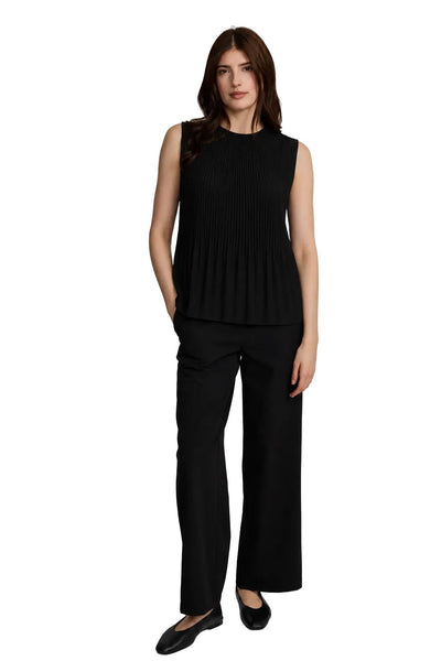 BLACK PLEATED GEORGETTE FLOWY SLEEVELESS TOP Shirts & Tops Pistache 