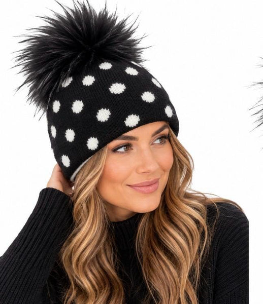BLACK POLKA DOT TOQUE Hats Prenelove 
