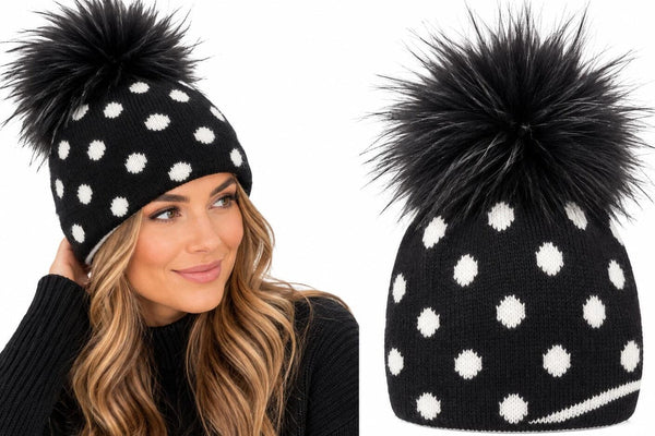 BLACK POLKA DOT TOQUE Hats Prenelove Black 