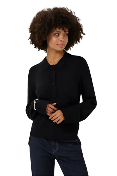 BLACK POLO STYLE SWEATER SWEATER CULTURE 