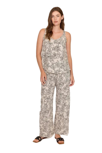 BLACK ROSE PRINT LINEN TANK TOP Top Pistache 