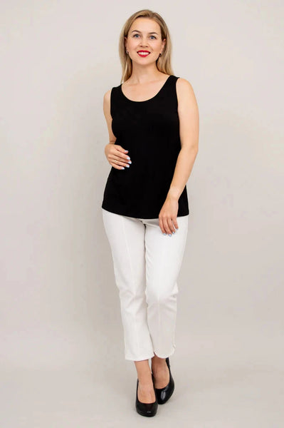 BLACK SCOOP NECK BAMBOO TANK TOP Top Blue Sky 