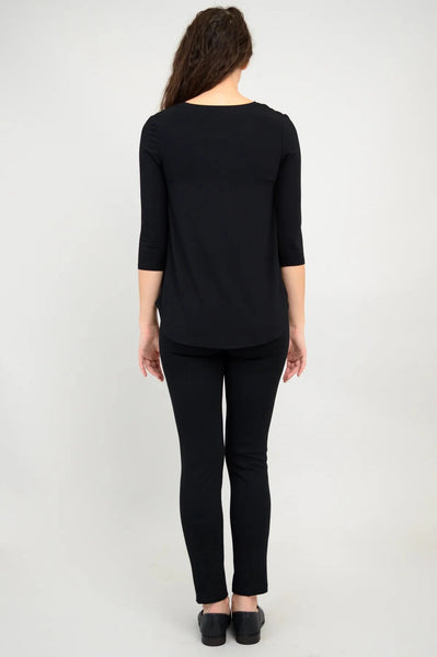 BLACK SCOOP NECK FLOWY BAMBOO TOP Top Blue Sky 