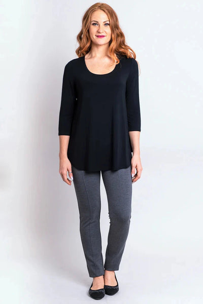 BLACK SCOOP NECK FLOWY BAMBOO TOP Top Blue Sky 