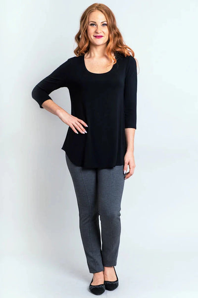 BLACK SCOOP NECK FLOWY BAMBOO TOP Top Blue Sky 