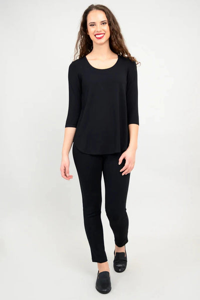 BLACK SCOOP NECK FLOWY BAMBOO TOP Top Blue Sky 