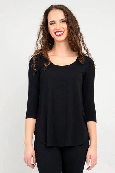 BLACK SCOOP NECK FLOWY BAMBOO TOP Top Blue Sky S Black 