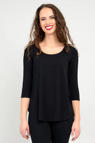 BLACK SCOOP NECK FLOWY BAMBOO TOP Top Blue Sky S Black 