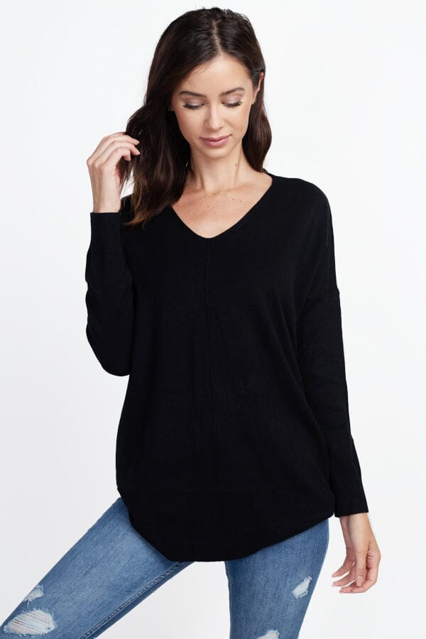 BLACK SIDE SLIT ULTRA SOFT TUNIC SWEATER FashionWear Collection S/M Black 