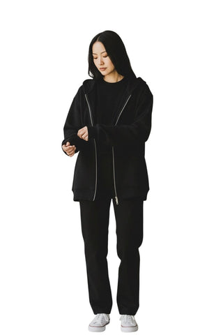 BLACK SOFT ZIPPER HOODY Top Bali 